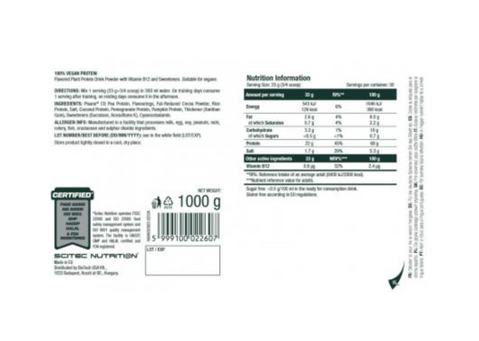 Whey Protein 100% VEGAN 1000 G (Scitec Nutrition)