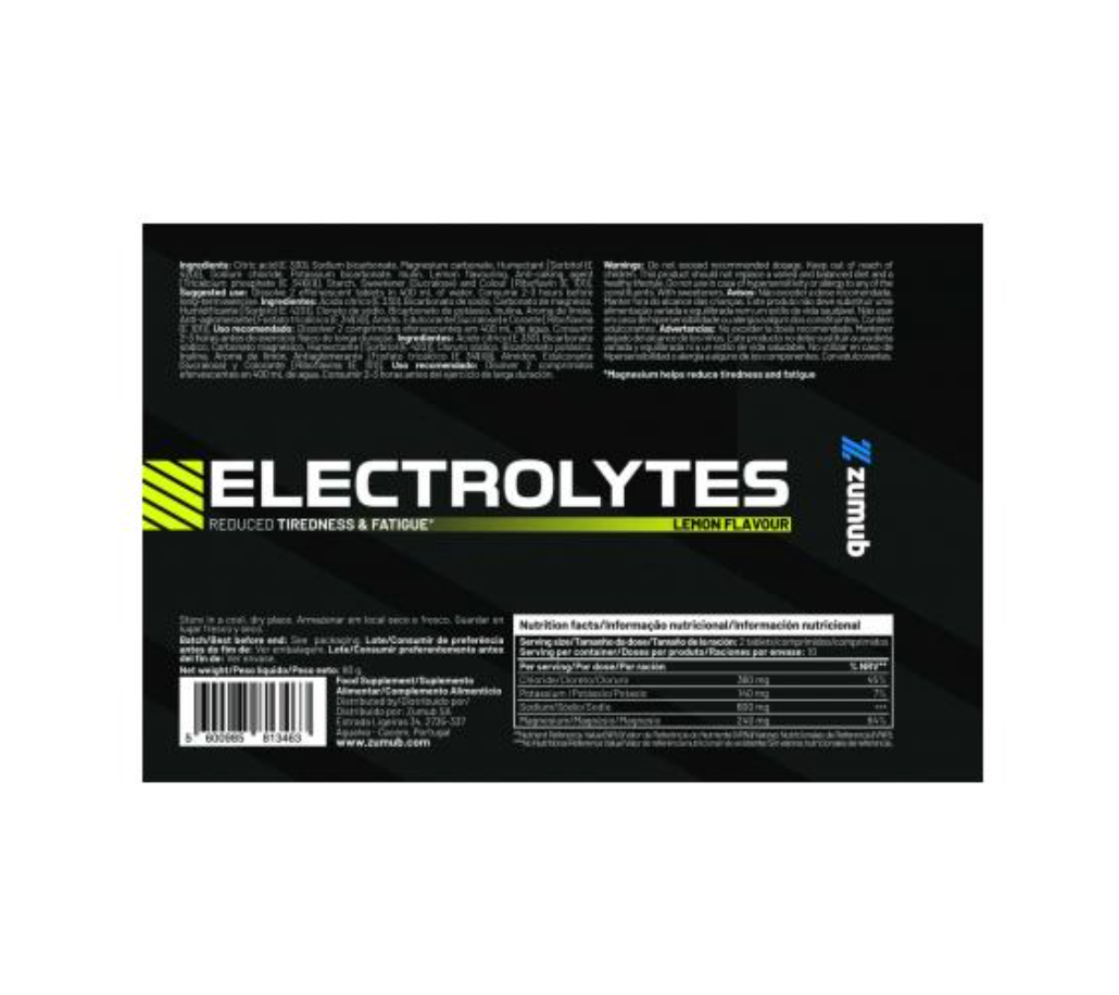 ELETRÓLITOS EFERVESCENTES ZUMUB Limão