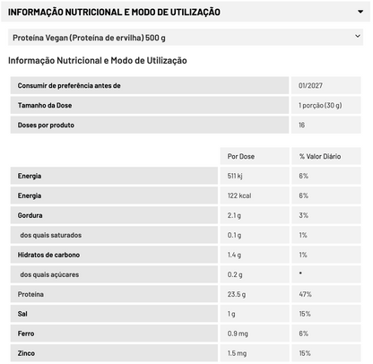 PROTEÍNA VEGAN (Proteína de ervilha)