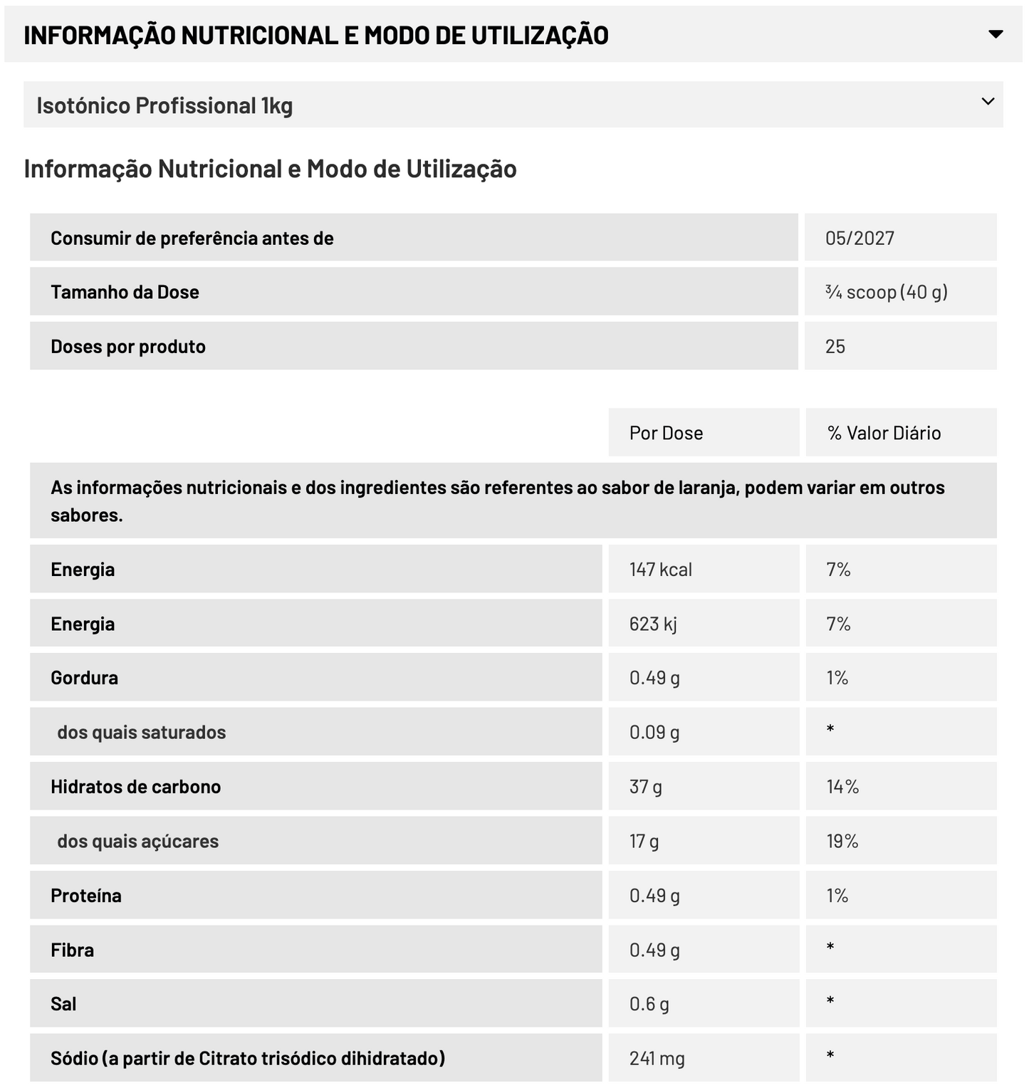 ISOTÓNICO PROFISSIONAL 1KG LARANJA