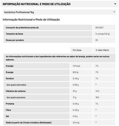 ISOTÓNICO PROFISSIONAL 1KG LARANJA