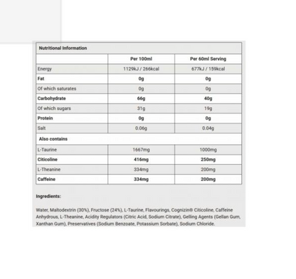 BETA FUEL + NOOTROPICS (C/ Cafeína) 40g de Hidratos