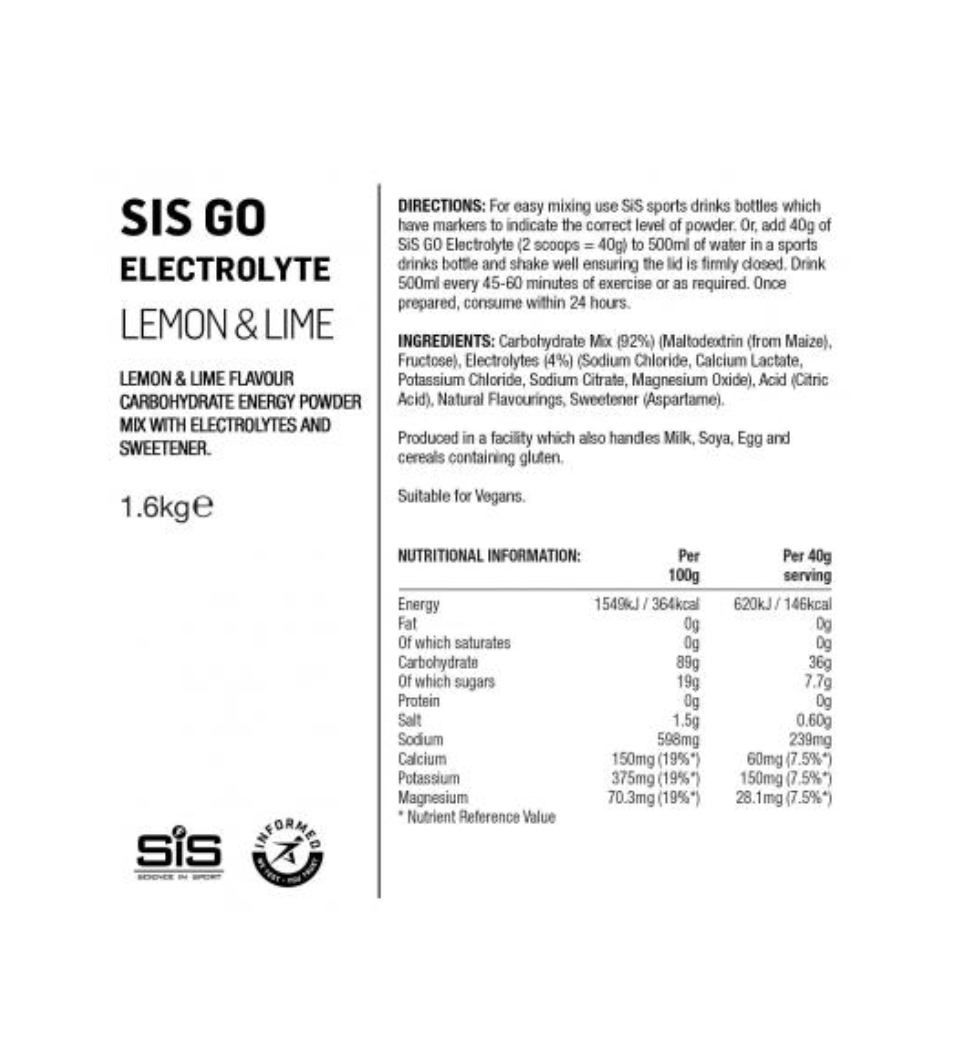 GO ELECTROLYTE 1.6 KG Science In Sport (SIS) Lima Limão